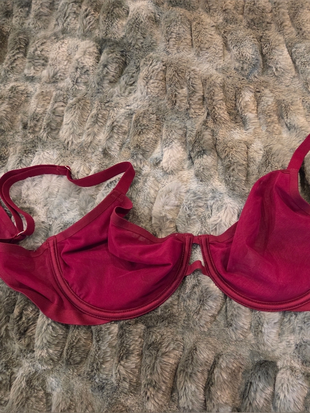 AUDEN Mesh Underwire Bra in Deep Berry